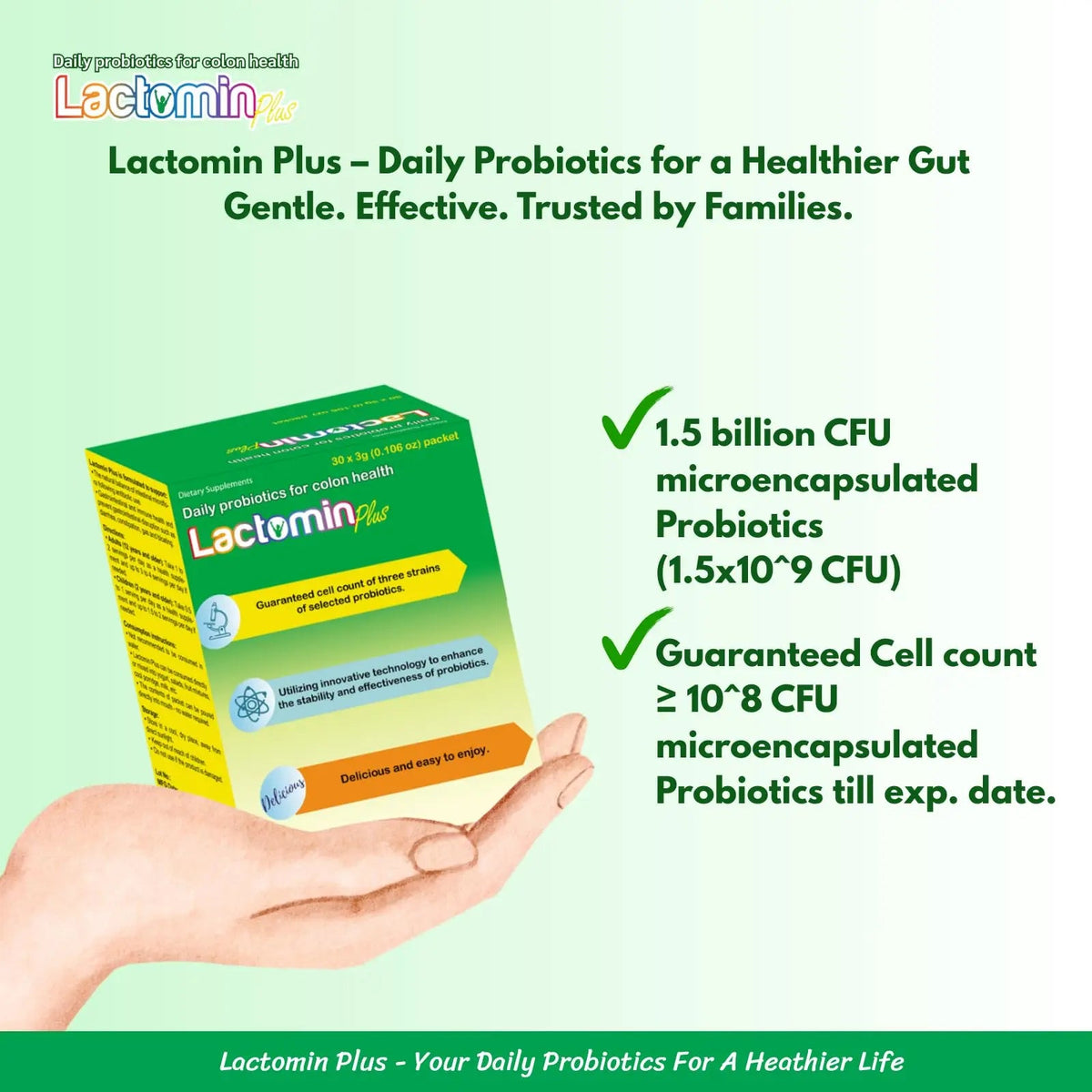Probiotics - LactominPlus-3 Probiotics Strains - Powder - Sweet Yogurt Flavor - 30 Sticks x 3g (1month), 1.5 Billion CFU, with Prebiotics(FOS), Constipation & Bloating Relief, Microencapsulated LactominBuy Supplements Australia