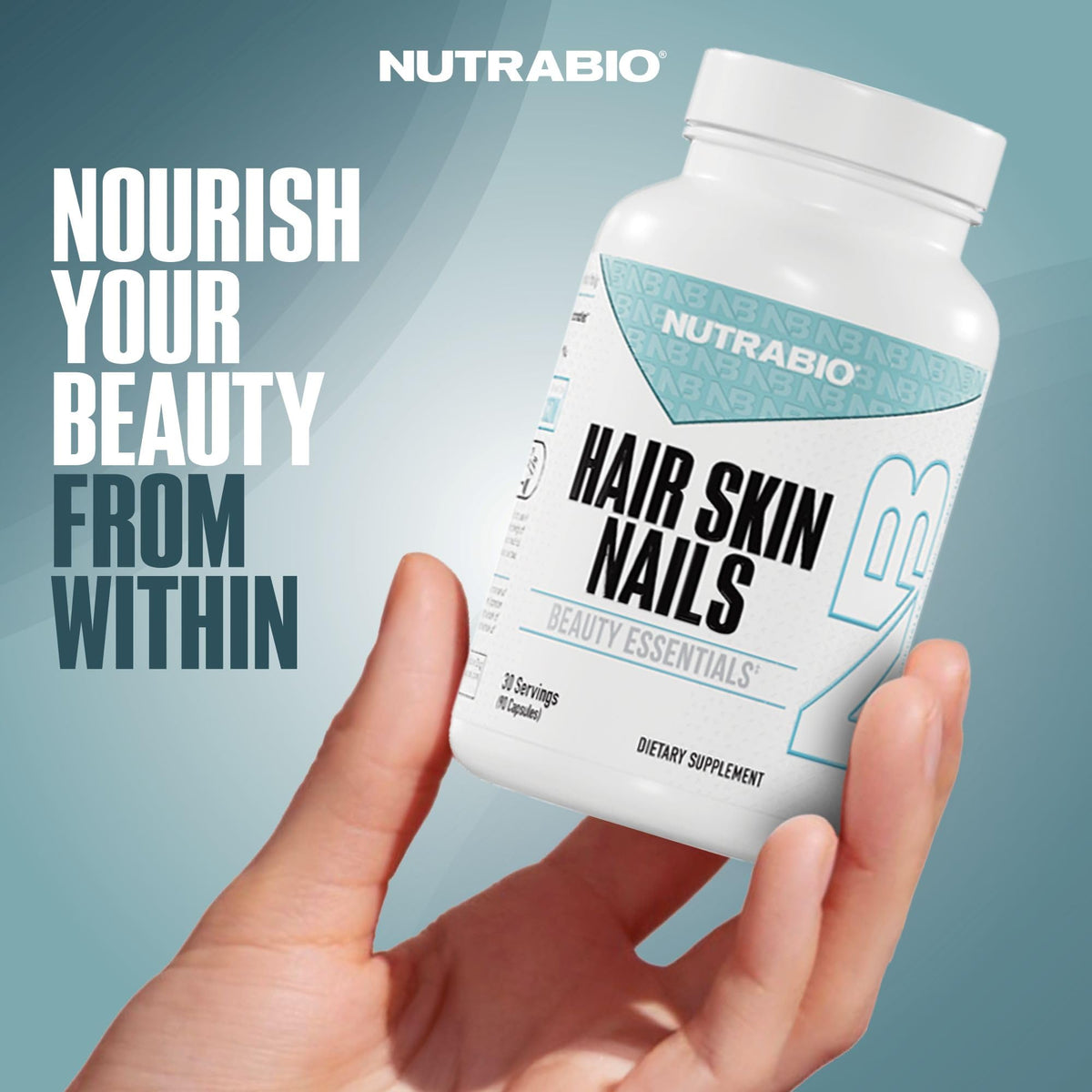 NutraBio Hair Skin Nails Vitamins | Enhanced Collagen Support | Skin Hydration | Hair Growth Vitamins for Women with Biotin, Keratin, Hyaluronic Acid & More - 90 Capsules NutraBioBuy Supplements Australia