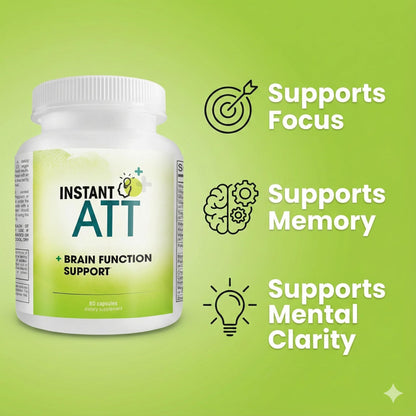 InstantATT - 7-in-1 Caffeine Free Nootropic All-Natural Brain, Focus, Memory Supplement (60 Capsules) Instant BrandsBuy Supplements Australia