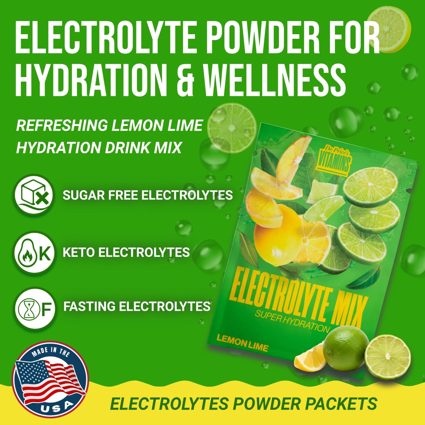 Dr. Price’s Electrolytes Powder Packets – Lemon Lime, 30 Packs | Sugar Free Electrolytes | Hydration Drink Mix, 72+ Trace Minerals, Manganese | Keto Electrolytes, Vegan, Doctor-Formulated, Made in USA Dr. Price's Vitamins buy supplements Au
