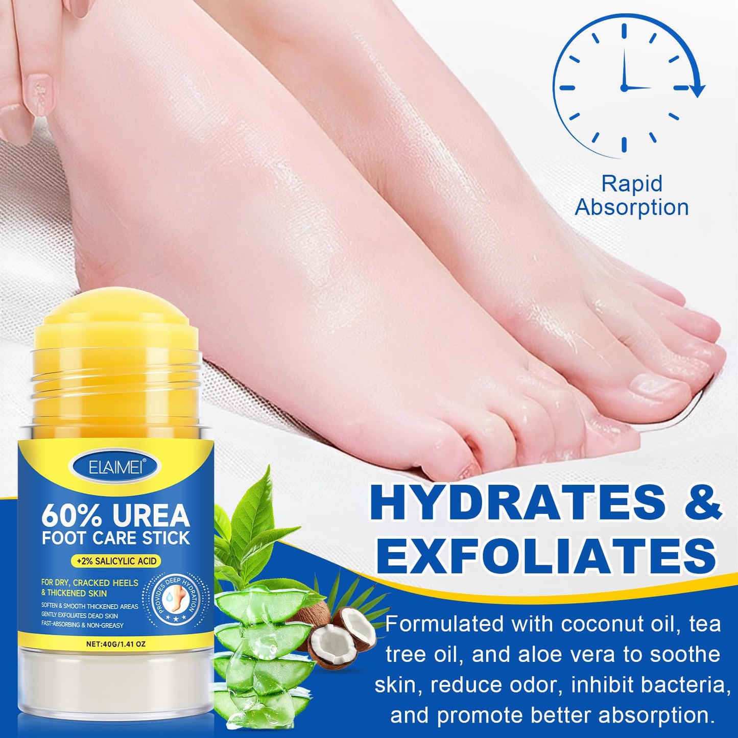 FANSHI 2 PCS Urea Stick 60% High Potency, Foot Care Urea Stick for Deeply Moisturizing & Fast Absorbing, Exfoliation for Dry Cracked Heels & Thickened Skin FANSHI buy supplements Au