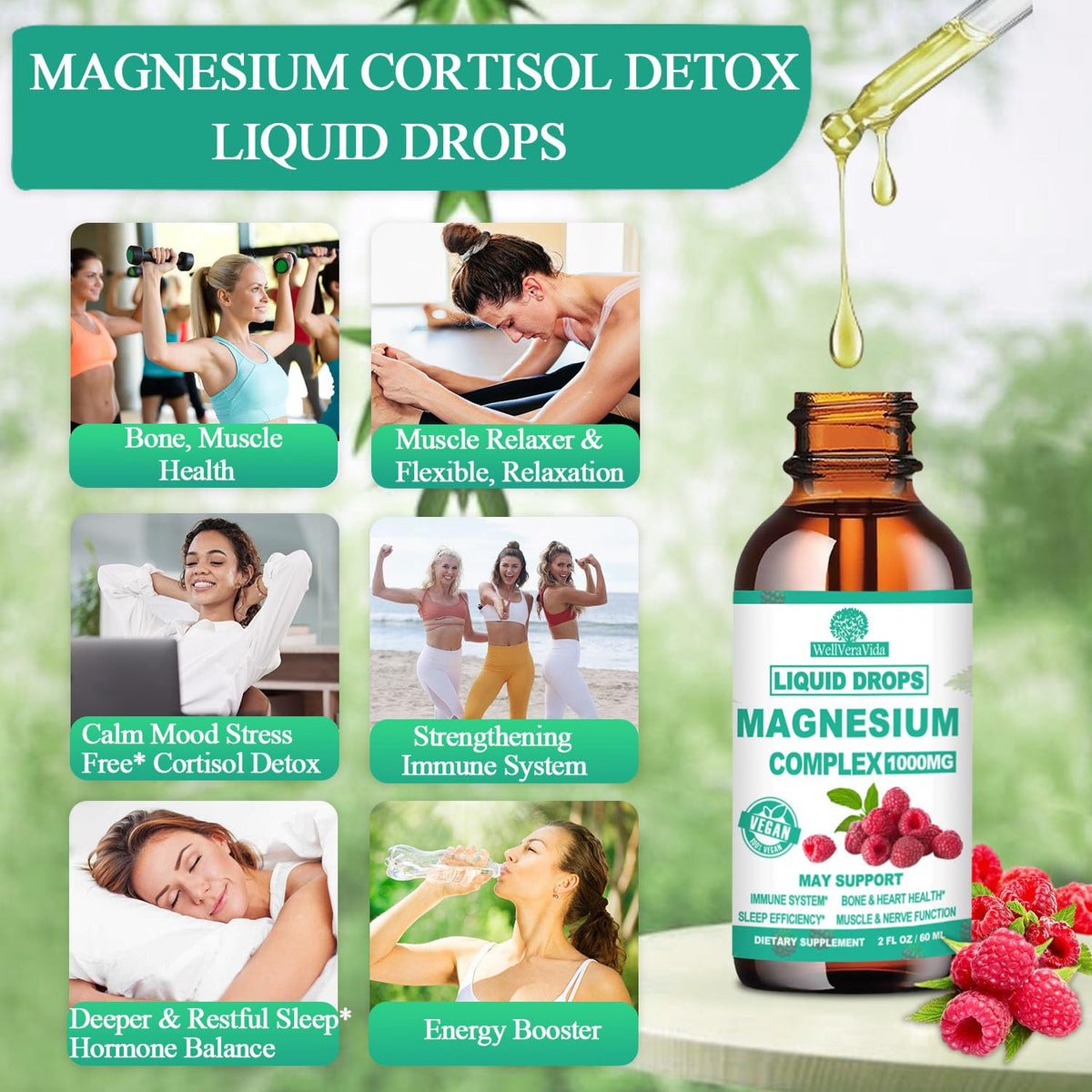Cortisol Detox for Women & Men w. Super Calm 16-in-1 Magnesium, Theanine, Ashwagandha, St Johns Wort, Lemon Balm, Cortisol Wellness Liquid Drops for Balanced Cortisol, Harmone Balanced & Relaxation WellVeraVidaBuy Supplements Australia