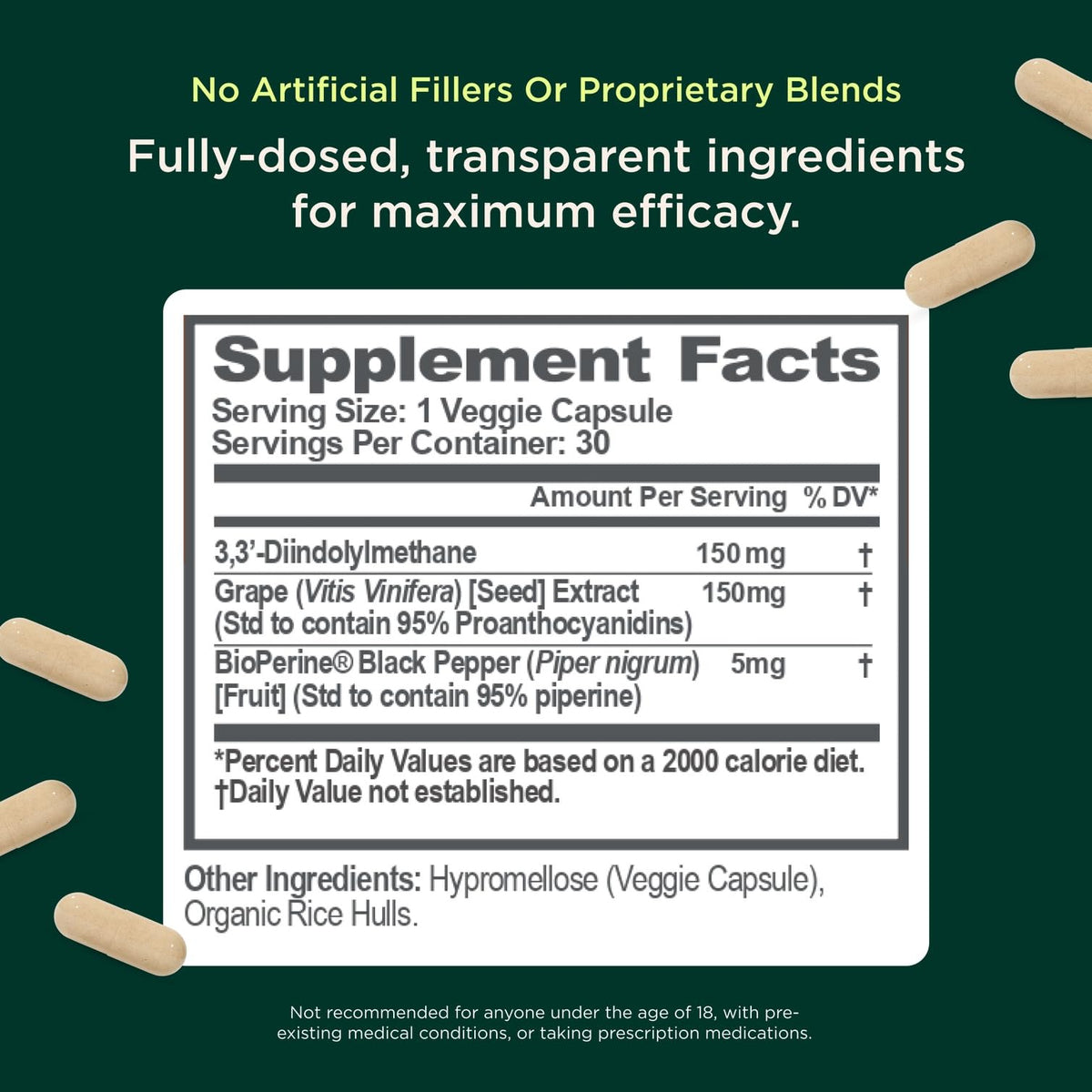 Genius Estrogen Balance, Dim Supplement - Blocker for Men & Women - Hormones, Hormonal Acne & Menopause - Aromatase Inhibitor with Grape Seed Extract & BioPerine - 30 Capsules The Genius BrandBuy Supplements Australia