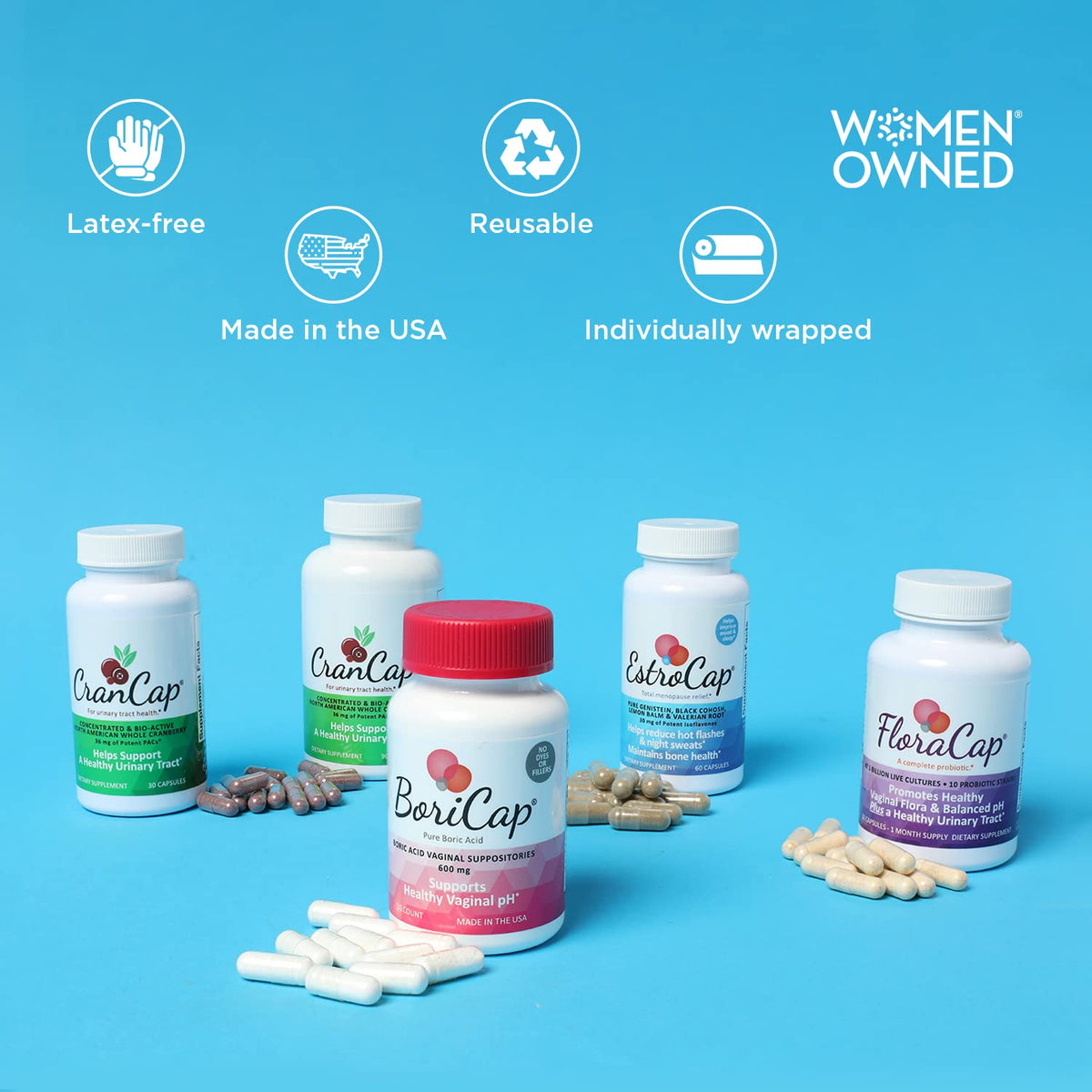 BoriCap Boric Acid Vaginal Suppository Applicators, 7 Applicators - Hygienic Solution BoriCapBuy Supplements Australia