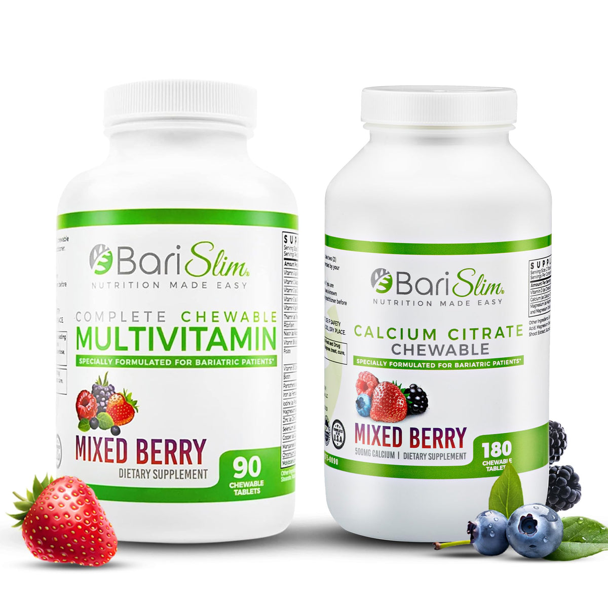 BariSlim Chewable Bariatric Multivitamin Tablets - Specially Formulated Chewable Tablets for Patients After Weight Loss Surgery - Easy to Digest & Great Tasting Fruit Flavors | Pack of 2 BariSlim buy supplements Au
