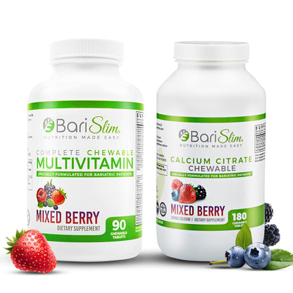 BariSlim Chewable Bariatric Multivitamin Tablets - Specially Formulated Chewable Tablets for Patients After Weight Loss Surgery - Easy to Digest & Great Tasting Fruit Flavors | Pack of 2 BariSlim buy supplements Au