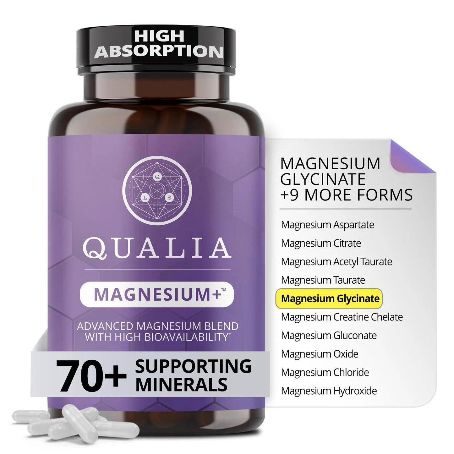 Qualia Magnesium+ | Doctor-Formulated. Premium Formula | High Bioavailability | 10 Forms of Magnesium & 70+ Minerals | Relaxed Mood, restful Sleep QUALIA LIFE SCIENCES canada supplements