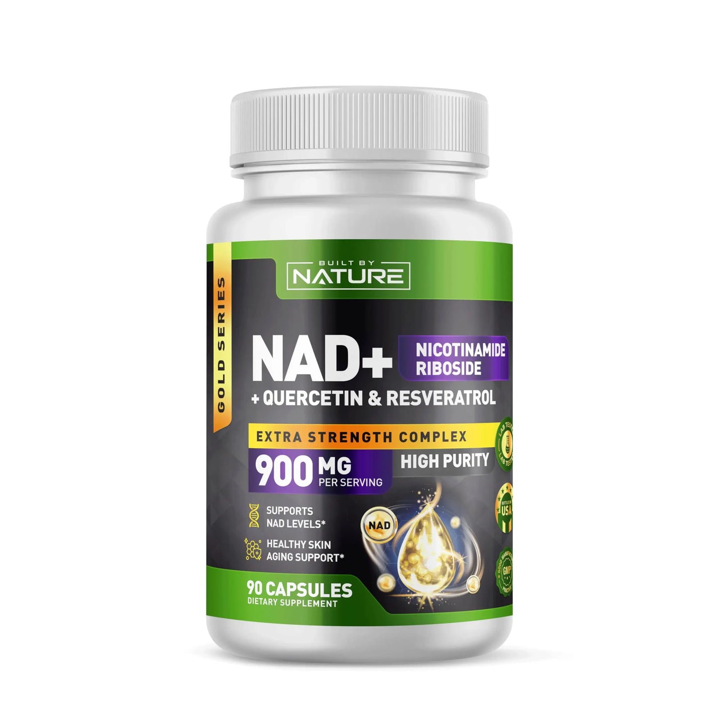 Built by Nature NAD Supplement – NAD+ Nicotinamide Riboside with Resveratrol & Quercetin 900mg Formula – NMN Alternative Supplement for Energy, Cellular Health & Anti-Aging – 90 Capsules Built by NatureBuy Supplements Australia