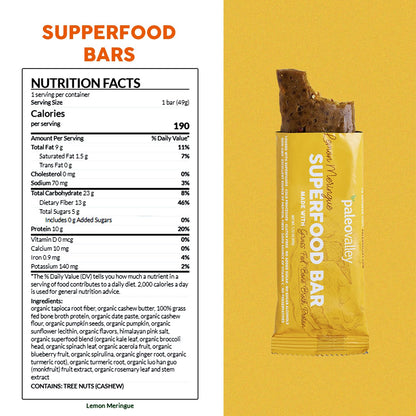 Paleovalley Superfood Bars – Lemon Meringue– 10 Pack – 9g Protein per Bar – Gluten-Free, Grain-Free, Paleo, Non-GMO – On-the-Go Snack PaleovalleyBuy Supplements Australia