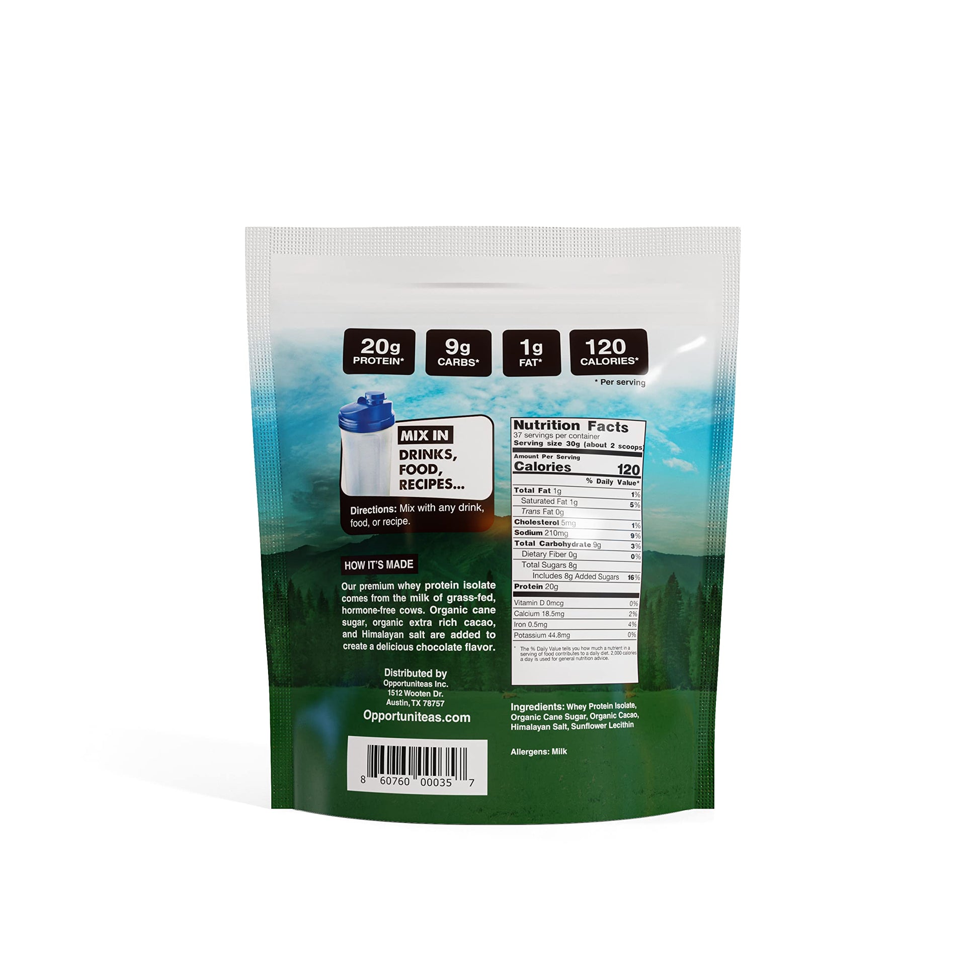 Opportuniteas Chocolate Whey Protein Powder - Grass Fed Whey Isolate + Organic Cacao OpportuniteasBuy Supplements Australia