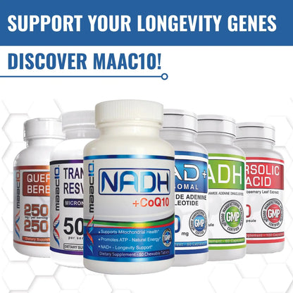 MAAC10 Liposomal NAD Supplement 500mg Serving (2x250mg Capsules) Actual Nicotinamide Adenine Dinucleotide MAAC10Buy Supplements Australia