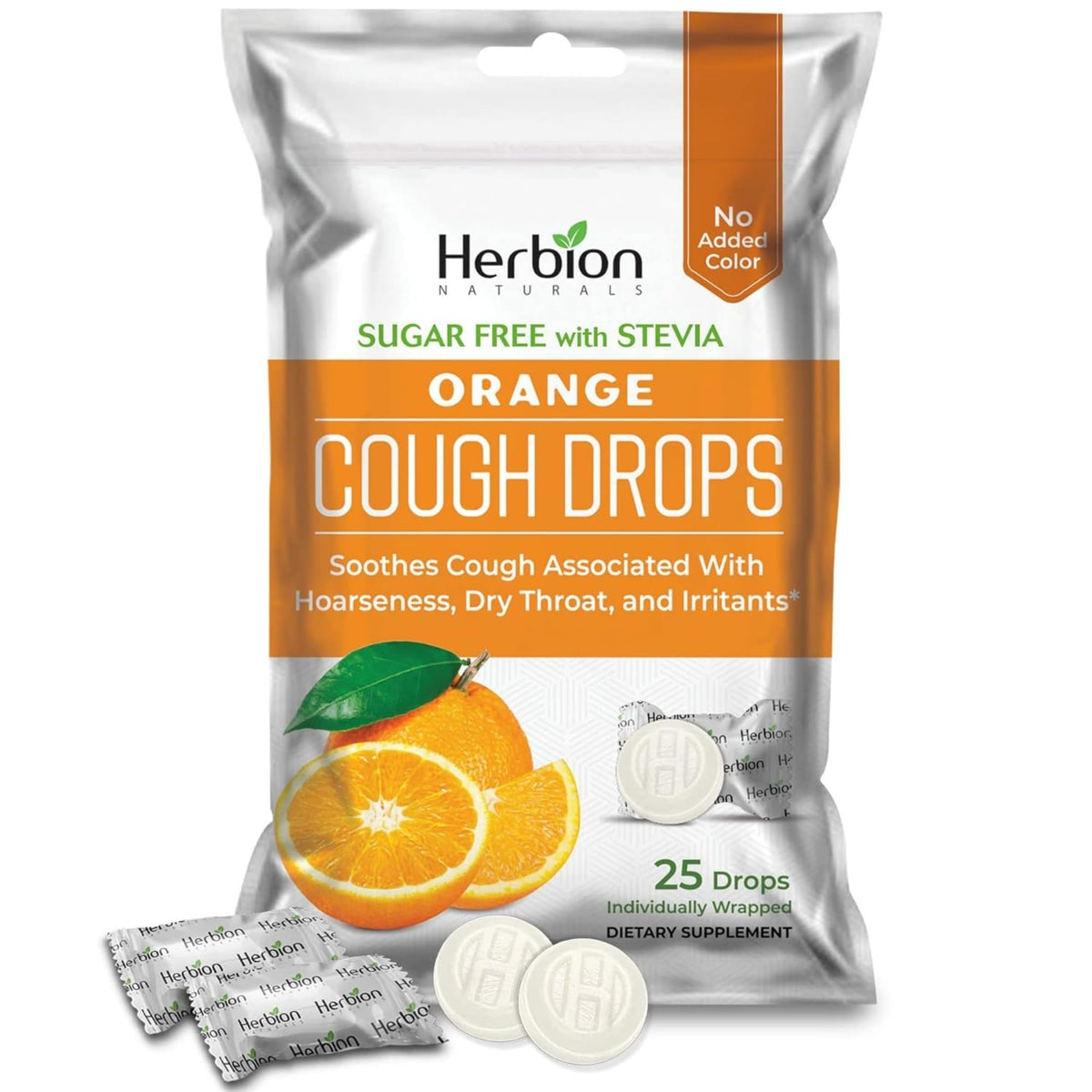HERBION Naturals Cough Drops with Orange Flavor, Sugar-Free with Stevia, Soothes Cough, for Adults and Children Over 6 Years – Pack of 5(125 Lozenges) HERBION buy supplements Au