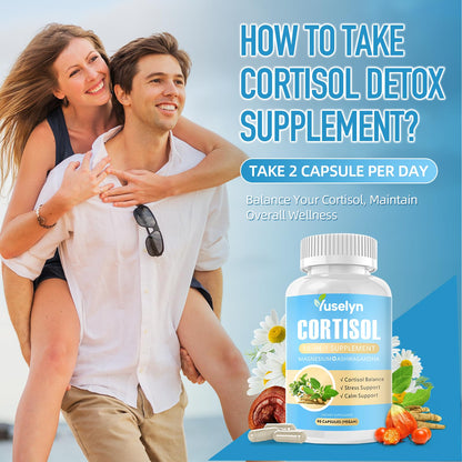 Yuselyn Cortisol Supplements for Women & Men, 10-in-1 Cortisol Detox Manager - High Cortisol Lowering Supplements with Magnesium, Ashwagandha & L-Theanine for Balanced Calm & Stress Relief YuselynBuy Supplements Australia