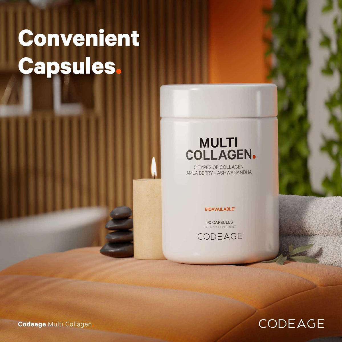 Codeage Multi Collagen Peptides Protein Capsules, 5 Collagen Types, Grass-Fed & Hydrolyzed Bovine Collagen Pills Supplement, Ashwagandha, Amla Berry Vitamins, Collagen Peptides - 90 Capsules CodeageBuy Supplements Australia