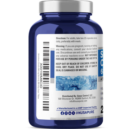NusaPure Strontium Citrate - Suitable for Vegetarian/Vegan, Non - GMO - 680 mg 200 Capsules NusaPureBuy Supplements Australia