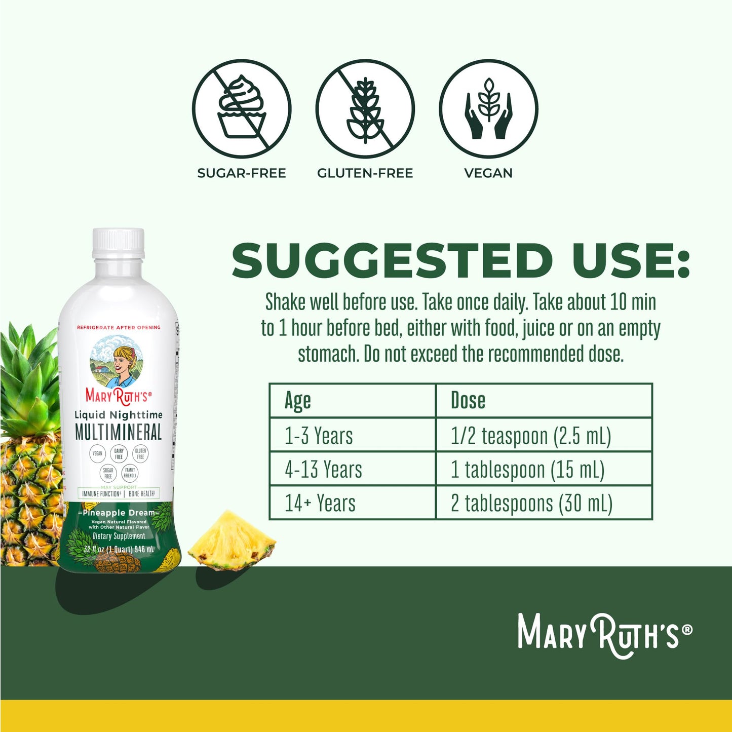 MaryRuth Organics Liquid Nighttime Multimineral | NO Melatonin | Magnesium Citrate | Calcium | Zinc | Vitamin D3| Available in 4 Flavors | Vegan | Sugar Free | Gluten Free | 32 Oz MARYRUTH'SBuy Supplements Australia