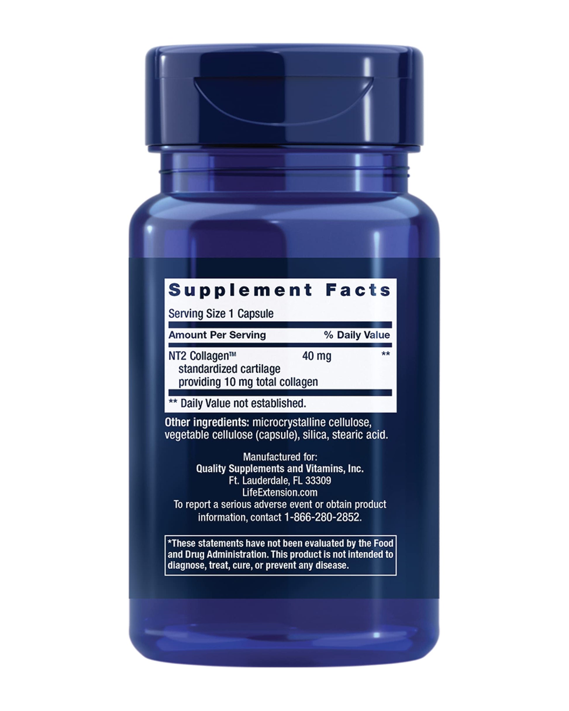 Life Extension NT2 Collagen™, Joint Health Supplement for Joint Comfort & Mobility, Gluten-Free, Non-GMO, 1 Daily, 60 Small Capsules Life ExtensionBuy Supplements Australia