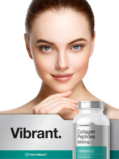 Horbäach Collagen Peptides 6000mg | 300 Caplet Pills | with Vitamin C | Hydrolyzed Collagen Supplement | Non-GMO, Gluten Free HorbäachBuy Supplements Australia