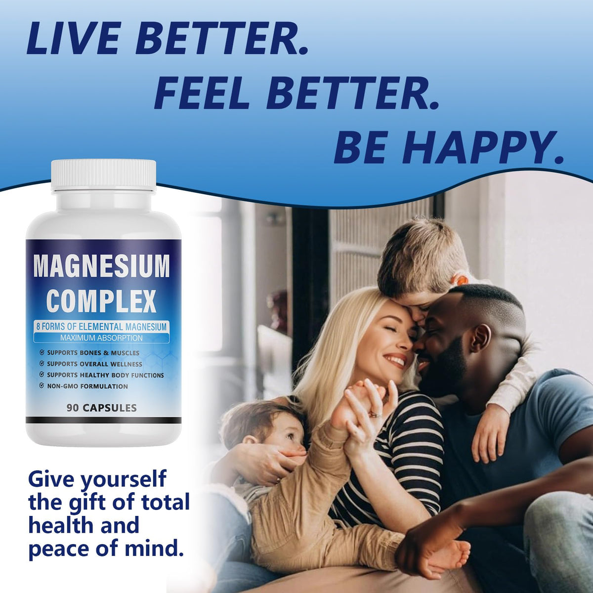 Magnesium Complex Supplement - 8 Elemental Magnesium 1000mg - Glycinate, Citrate, Malate, Taurate Chelated | Easy Absorption, Energy Support | Vegan Non-GMO, 90 Capsules (1pc) KFUKFU buy supplements Au
