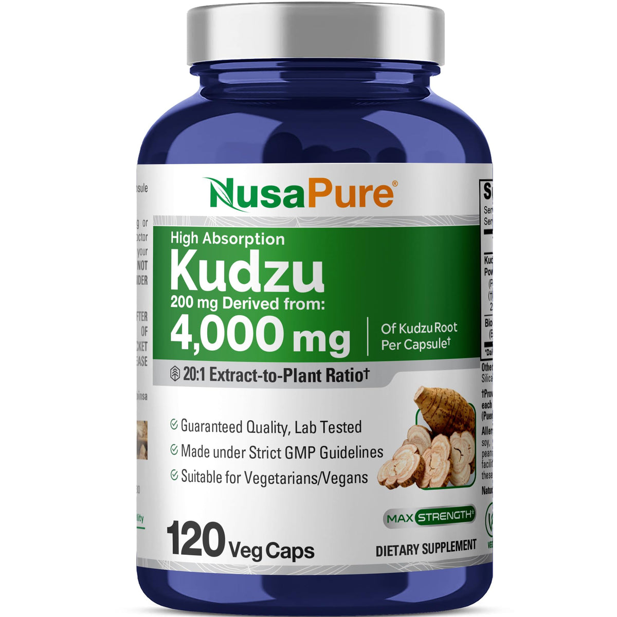 NusaPure Kudzu Root 20:1 Extract, 200 mg Equivalent to 4,000mg - 120 Veggie Capsules (Non-GMO, Vegan, Bioperine) NusaPureBuy Supplements Australia