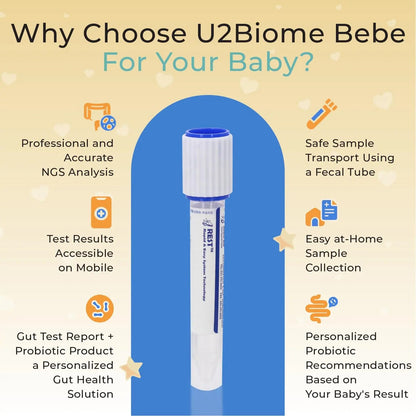 U2Biome Bebe Baby Gut Microbiome Test Kit, at-Home Collection Kit, Health Indicators for Growth & Development & Allergy, Personalized Report & Probiotics Recommendations, from 0 to 60 Months U2Biome BebeBuy Supplements Australia