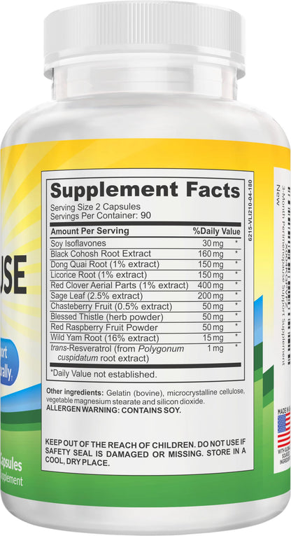 Perimenopause Support (3-Month) Supplement Blend | Women's Health & Hormone Support with 11 Herbs & Extracts | Female Hormonal Balance Supplements | 90-Day Bulk Supply | 180 Capsules Elevate Recovery SupplementsBuy Supplements Australia