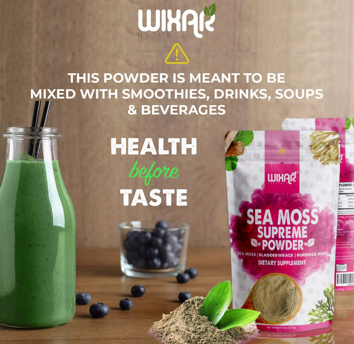 Wixar Wildcrafted Sea Moss Powder – (8 Ounces) – Natural Irish Sea Moss and Bladderwra WIXAR NATURALSBuy Supplements Australia