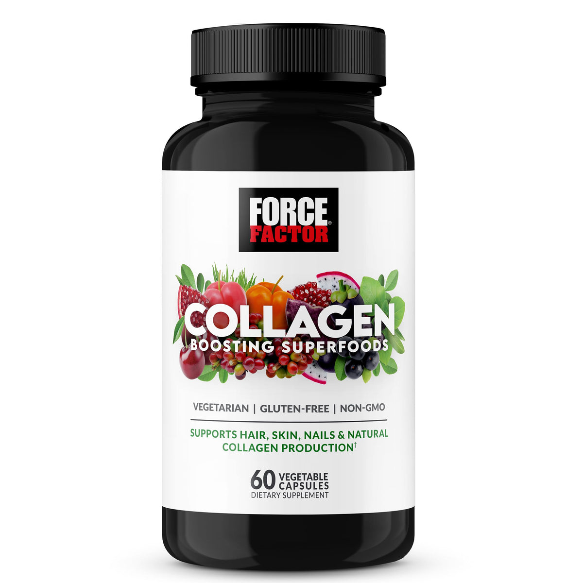 Force Factor Collagen Boosting Superfoods, Vegan Collagen Booster with Hyaluronic Acid, Biotin, Bamboo, Amino Acids & Vitamins for Hair, Skin, and Nails, Strengthener and Skin Supplement, 60 Capsules Force FactorBuy Supplements Australia
