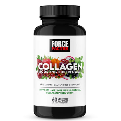 Force Factor Collagen Boosting Superfoods, Vegan Collagen Booster with Hyaluronic Acid, Biotin, Bamboo, Amino Acids & Vitamins for Hair, Skin, and Nails, Strengthener and Skin Supplement, 60 Capsules Force FactorBuy Supplements Australia