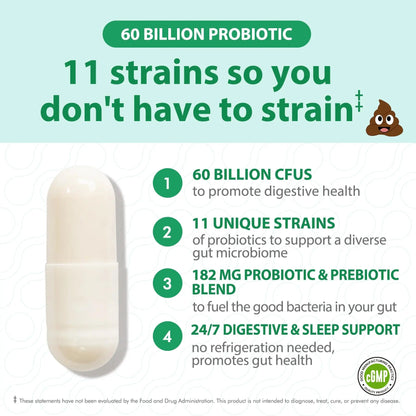 BioJhchang Probiotics Supplements 60 Billion CFUs 11 Diverse Strains Natural Prebiotics for Immune, Digestive Gut Health Supports Occasional Constipation Diarrhea Gas Bloating for Women & Men BioJhchangBuy Supplements Australia