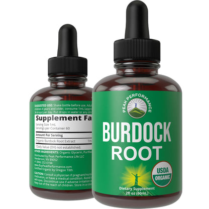 Peak Performance USDA Organic Burdock Root Liquid Drops Supplement. Vegan Extract Tincture for Women and Men. Organic Burdock Root Oil Herb. Zero Sugar, Gluten Free Supplements Peak PerformanceBuy Supplements Australia