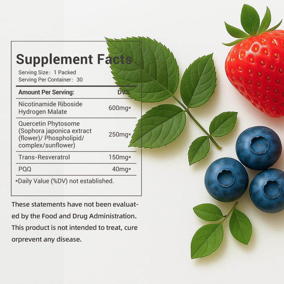 NAD Supplement 1000mg with Resveratrol Pure Organic Liquid Packets - Nicotinamide Riboside Supplements with PQQ - Liposomal NAD+ Berry Flavor Drink - Cellular Energy & Anti-Aging Support, 30 Packs YYURAURBBuy Supplements Australia