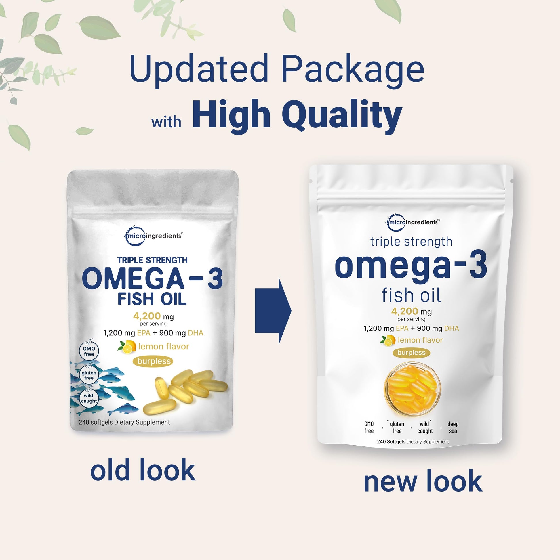 Triple Strength Omega 3 Fish Oil Supplements 4200mg Per Serving, 240 Softgels Micro IngredientsBuy Supplements Australia