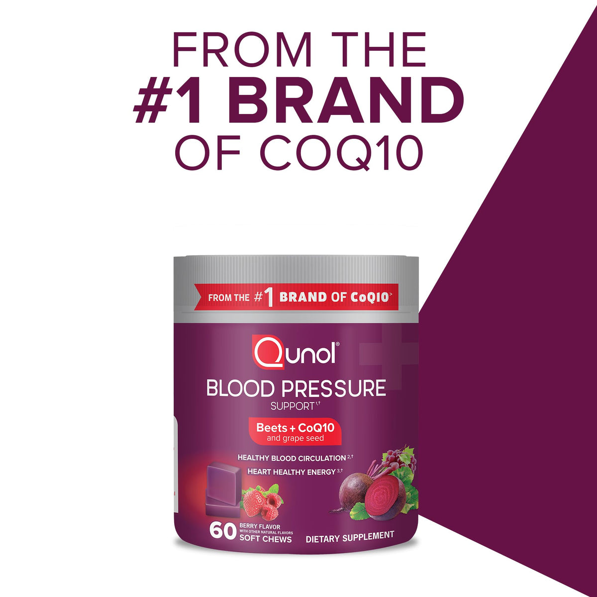 Qunol Beets Chews for Blood Pressure Support, 3 in 1 Beets + CoQ10 + Grape Seed Extract QunolBuy Supplements Australia