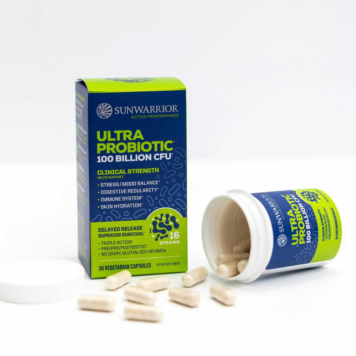 Probiotic for Gut Health 100 Billion CFU Probiotics Supplement Capsules 16 Strains Prebiotics + Postbiotics for Gut Immune & Colon Health Energy & Endurance Support Soy-Free Non-GMO 30 Capsule Serving Sunwarrior buy supplements Au