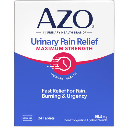 Azo Urinary Pain Relief Maximum Strength, Fast Relief Of Uti Pain, Burning & Urgency, Targets Source Of Pain, #1 Most Trusted Brand, 24 Tablets AZO buy supplements Au
