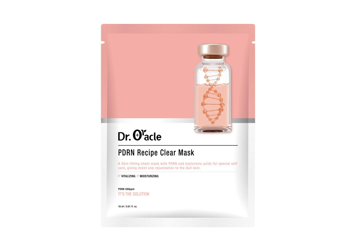 DR.ORACLE PDRN Recipe Clear Mask, Skin-fitting sheet mask PDRN, hyaluronic acid, special self care, moist, rejuvenation, vitalizing, 500ppm, 180ml (6,1 fl. oz.), 1 box - 10 sheets DR.ORACLE buy supplements Au