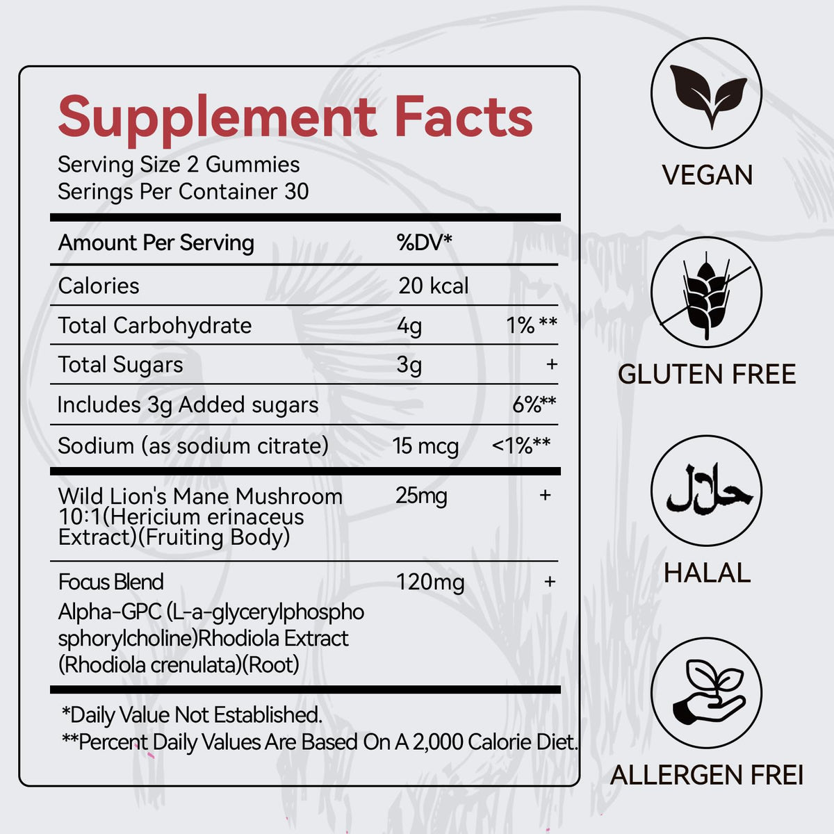 Mushroom Gummies with Lion’s Mane - Alpha Brain Gummy for Focus & Memory - Nootropic Focus Gummies with Rhodiola & Alpha-GPC – Vegan Brain Supplement, Raspberry Pomegranate Flavor, 60 Count (1) QualiLifeBuy Supplements Australia