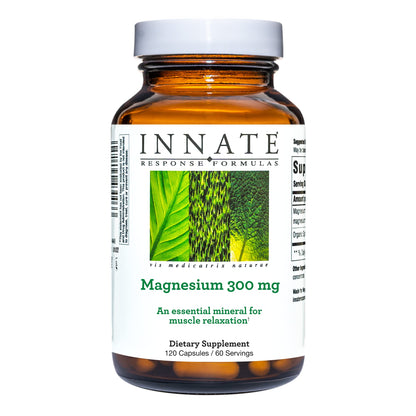 INNATE Response Formulas Magnesium 300 mg - Mineral Supplement for Muscle Relaxation - Vegetarian and Gluten-Free - 120 Capsules (60 Servings) INNATE Response FormulasBuy Supplements Australia