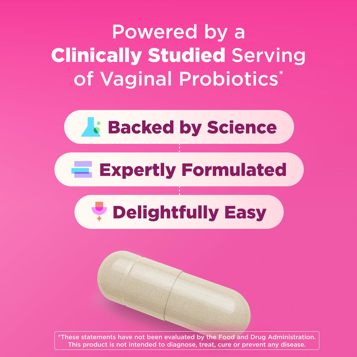 OLLY Happy Hoo-Ha Capsules, Probiotic for Women, Vaginal Health and pH Balance, 10 Billion CFU, Gluten Free - 25 Count OLLYBuy Supplements Australia