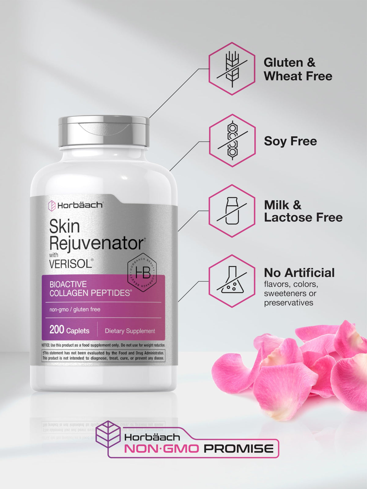Horbäach Skin Rejuvenator with Verisol | Bioactive Collagen Peptides | 200 Caplets | Non-GMO, Gluten Free Supplement Horbäach buy supplements Au