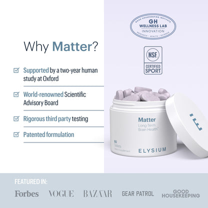 ELYSIUM Matter - 30 Servings - Brain Supplement for Memory and Focus Omega 3 Supplement + DHA - Vitamins to Support Brain Health and Memory ELYSIUMBuy Supplements Australia
