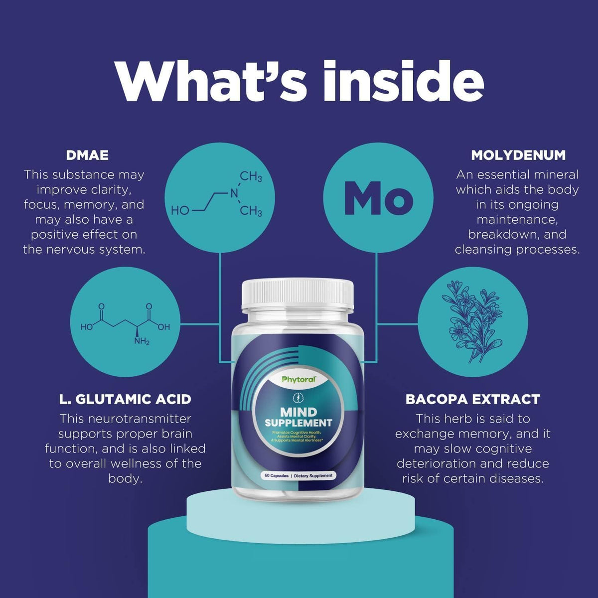 Nootropic Brain Supplement for Memory and Focus Enhancement - Vitamins for Brain Mental Health & Clarity - Cognitive Health Complex for Mind's Vitality & Mental Alert - 60 Count PhytoralBuy Supplements Australia