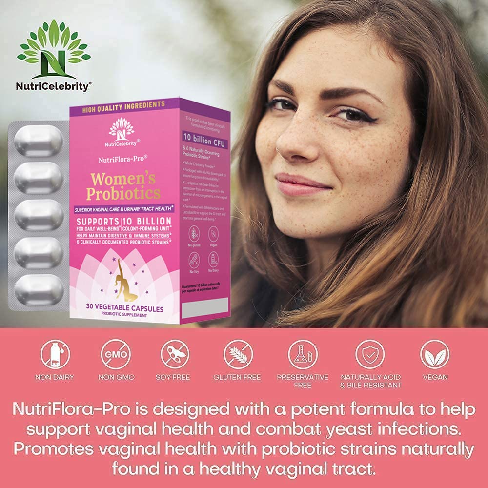 NutriCelebrity NutriFlora-Pro Probiotics for Women, Vaginal, Urinary Health, Immune System Digestive NutricelebrityBuy Supplements Australia