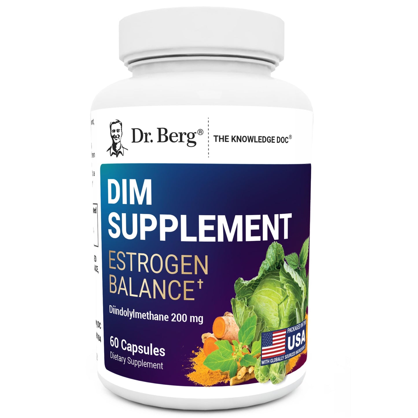 Dr. Berg DIM Supplement Estrogen Balance - Original Estrogen Supplement for Women with Diindolylmethane for Menstrual Symptoms & Menopause Relief & Black Pepper for Enhanced Absorption - 60 Capsules Dr. Berg NutritionalsBuy Supplements Australia