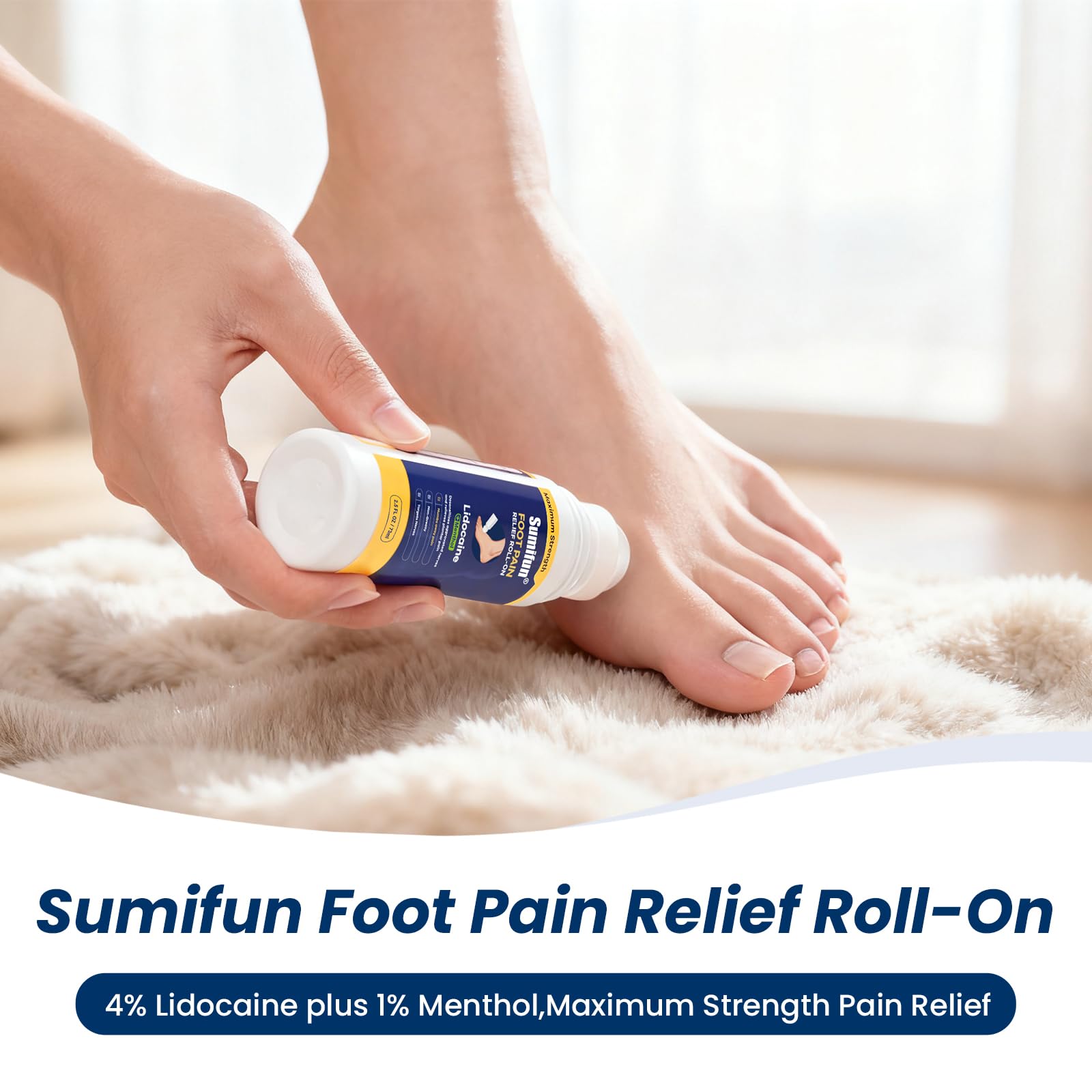 Sumifun Foot Pain Relief Lidocaine Roll-On - Maximum Strength OTC for Plantar Fasciitis & Heel Pain - Fast-Drying, Non-Greasy Formula, 2.5 Fl Oz * 3 SumifunBuy Supplements Australia