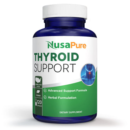 NusaPure Thyroid Support Supplement (Non-GMO) 120 caps, Ashwaganda, Iodine, Zinc, kelp, Vitamin B12, L-Tyrosine, Selenium, Copper NusaPureBuy Supplements Australia