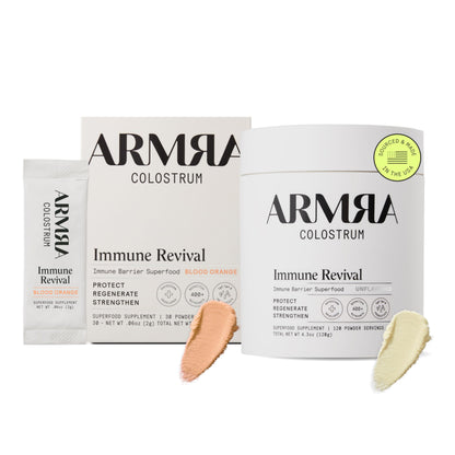 ARMRA Colostrum™ Premium Powder, Grass Fed, Gut Health Bloating Immunity Skin & Hair, Contains 400+ Bioactive Nutrients, Keto, Gluten & Fat Free (Blood Orange, Unflavored Bundle | 150 Servings) ARMRABuy Supplements Australia