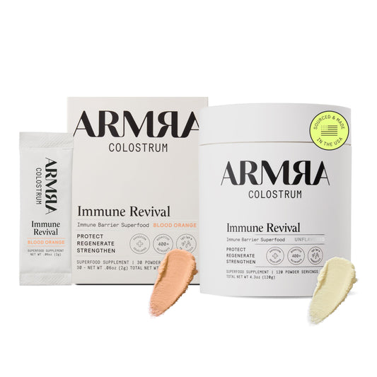 ARMRA Colostrum™ Premium Powder, Grass Fed, Gut Health Bloating Immunity Skin & Hair, Contains 400+ Bioactive Nutrients, Keto, Gluten & Fat Free (Blood Orange, Unflavored Bundle | 150 Servings) ARMRABuy Supplements Australia