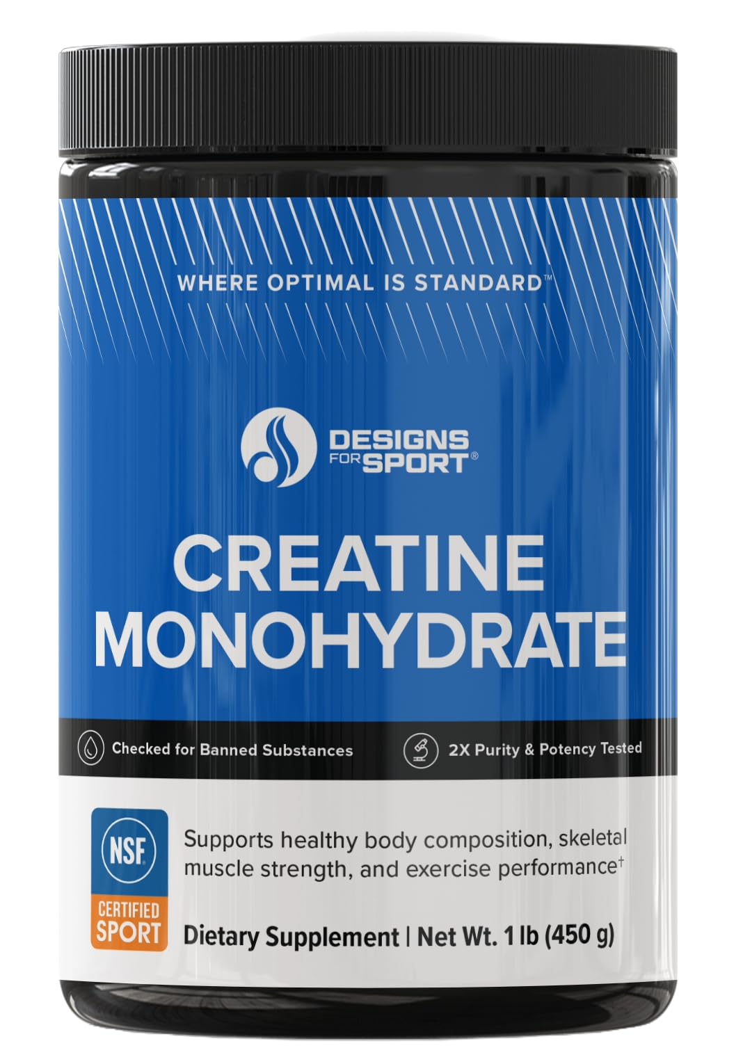 Designs for Sport Micronized Creatine Monohydrate Unflavored Powder - NSF Certified for Sport, 90 Servings, Supports Muscle Recovery, Brain Health, Pre and Post Workout Strength Designs for SportBuy Supplements Australia